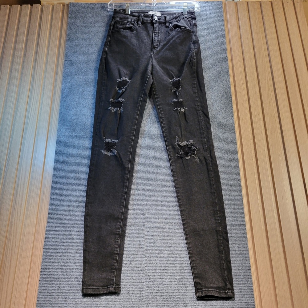 KanCan High Rise Skinny Jeans Women 27 Black Good Distressed VBK1670R